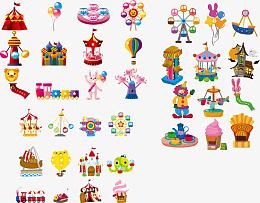 可爱的游乐场卡通图标矢量素材