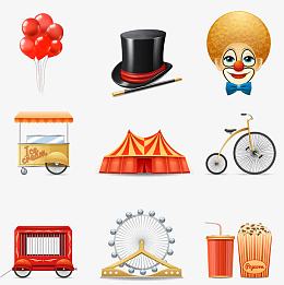 时尚马戏团元素设计矢量素材,