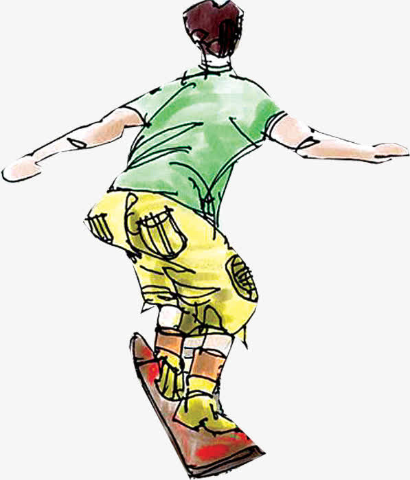 手绘滑板运动人物
