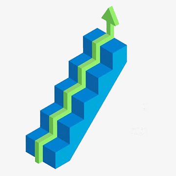 立体蓝色阶梯绿色箭头ppt装饰