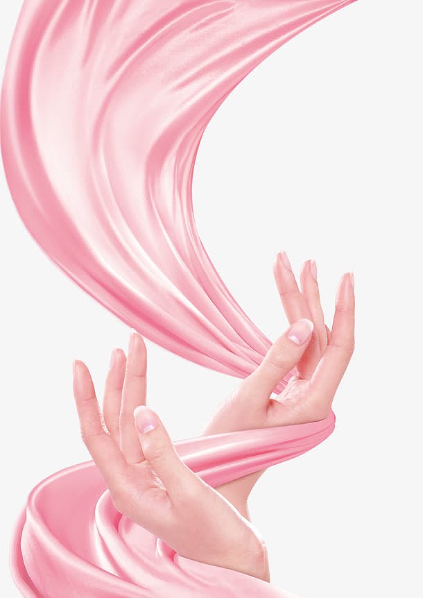 粉色丝绸与手