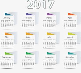 2017日历台历矢量模板