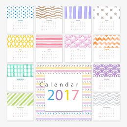 矢量彩绘日历2017