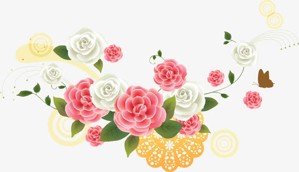 手绘彩色卡通玫瑰花朵