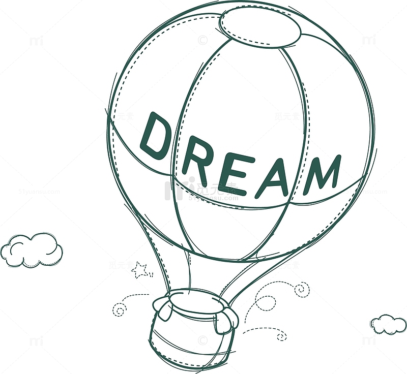 手绘梦想热气球漫画造型