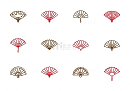 矢量线条扇子