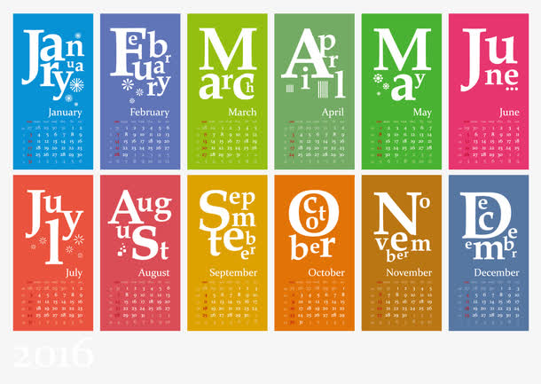 彩色年历矢量图