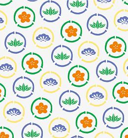 圆形竹叶樱花图案