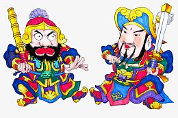 手绘门神图片素材