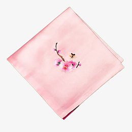 粉色刺绣樱花手绢
