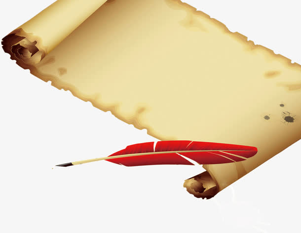 古风卷轴羽毛笔