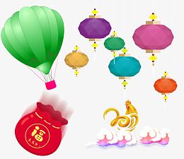 彩色扁平化灯笼