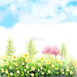 蓝天白云草地素材