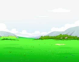 漫画草地蓝天
