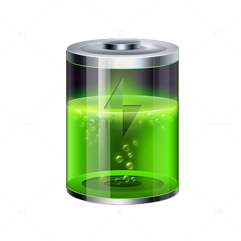 3d绿色闪电标志环保电池图标