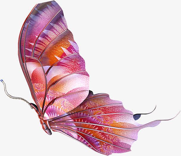 手绘创意鲜艳的飞舞的蝴蝶