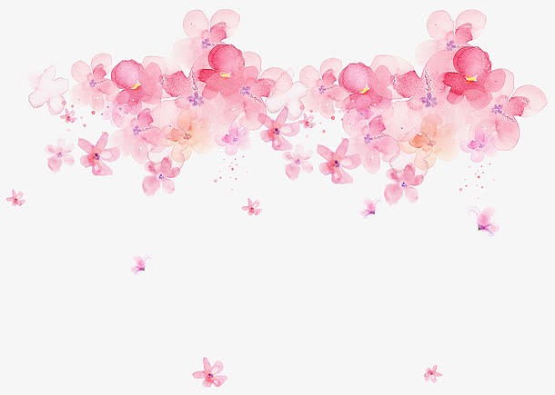 粉色淡雅水彩花朵