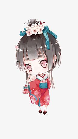 卡通和服小女孩免抠图