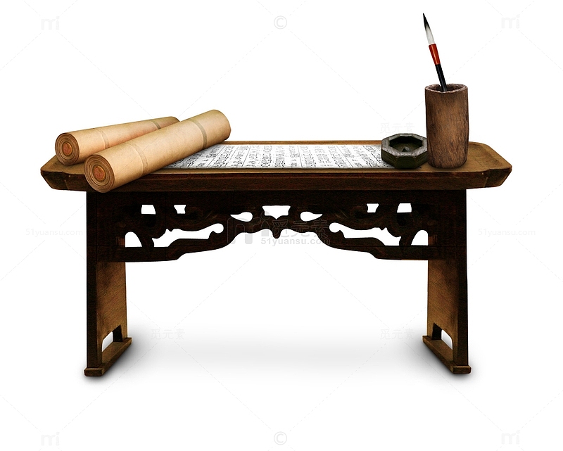 古典文房四宝书桌