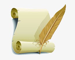 卷轴白纸与羽毛笔图片