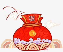 矢量卡通中国风云海山石福袋