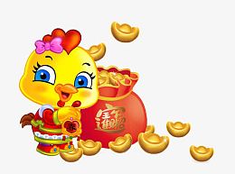 鸡年元宝福袋装饰图案