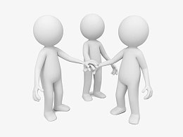 手搭在一起合作的3D小人