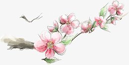粉色手绘清新花朵水墨装饰