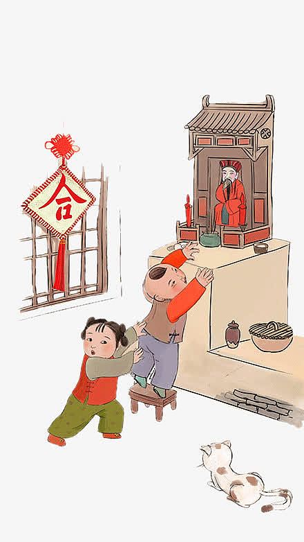 传统春节古典人物玩耍