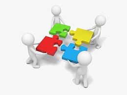 共同完成拼图的3D小人