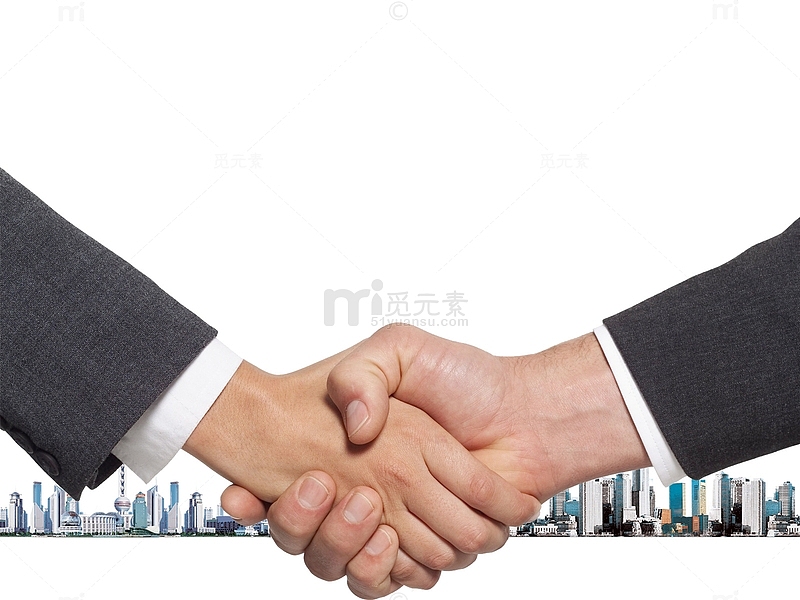 商务人士握手合作建筑背景