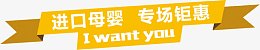 淘宝网店黄色时尚标题栏进口母婴