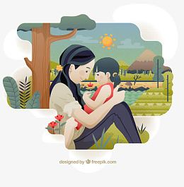 通母亲节插画矢量图下载