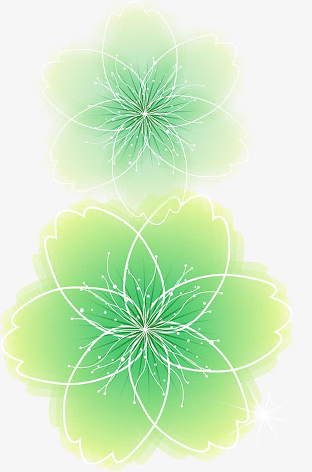 绿色梦幻线条花朵