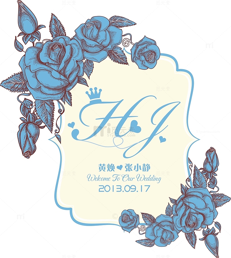 欧式花边圆形婚礼logo