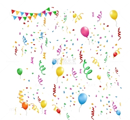 彩色气球碎纸屑矢量