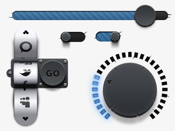 UI金属质感科技感时尚灰色按钮