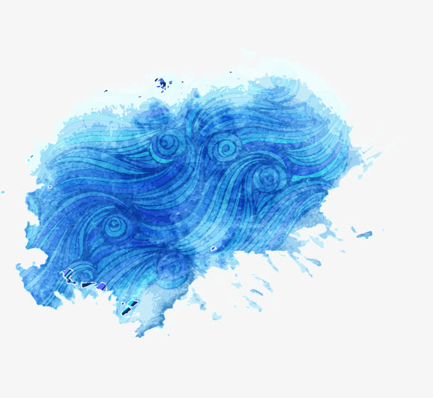 笔,笔触,传统,国画,海,海浪,环保,蓝色,毛笔,清凉,水墨,国画,水彩