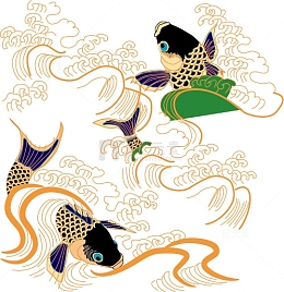 矢量水纹锦鲤