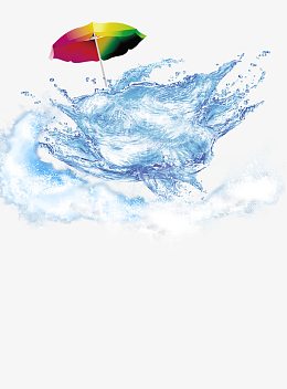 夏日水波水花元素