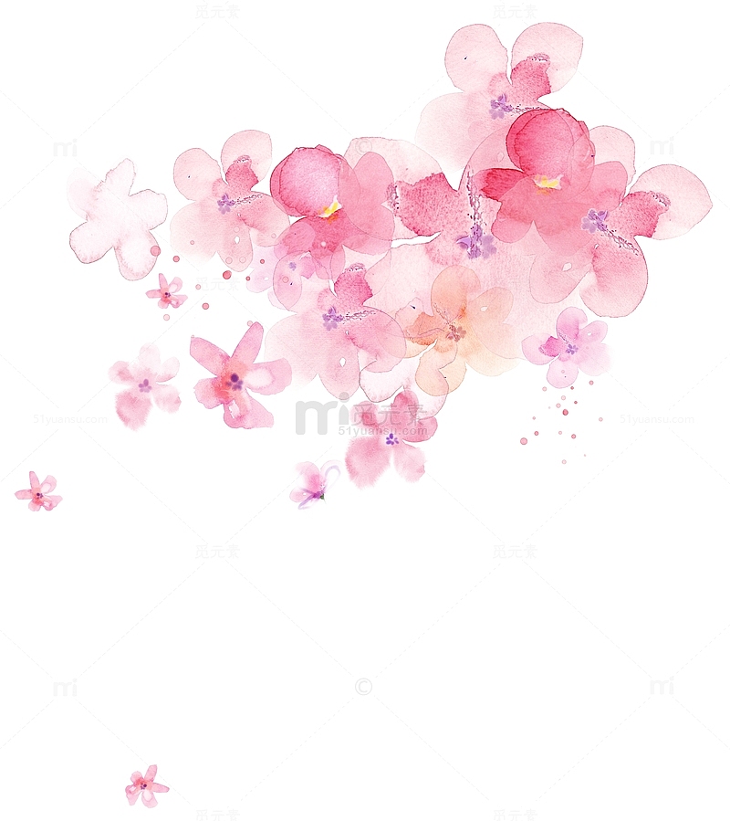 粉色水墨浅色花朵