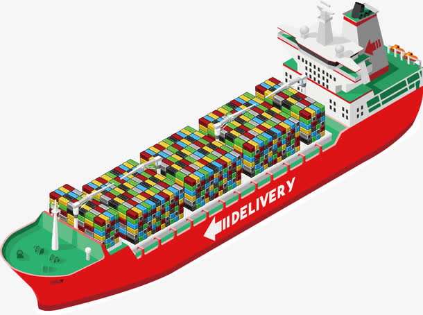 矢量创意设计横向邮轮运输图