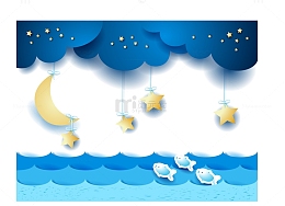 卡通童趣梦幻云朵背景装饰矢量图