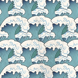 日本浮世绘海浪无缝背景矢量图