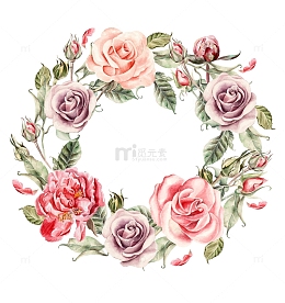 水彩手绘花环
