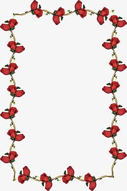 玫瑰花瓣藤蔓边框