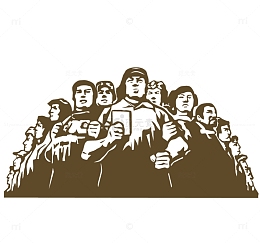 褐色革命人物剪影