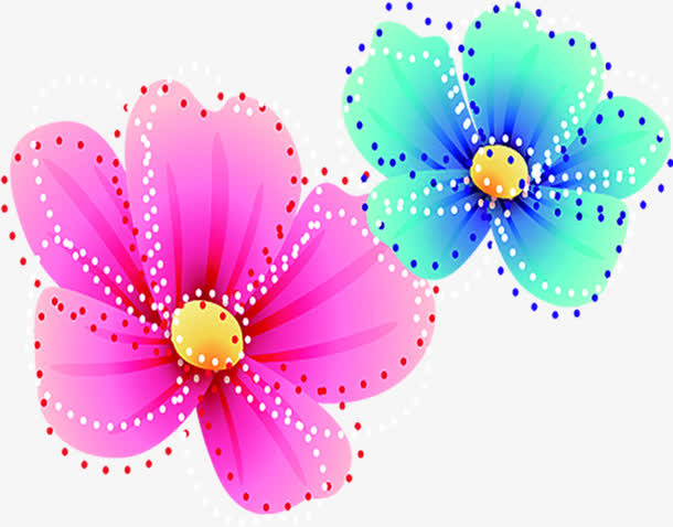 卡通彩色梦幻花朵