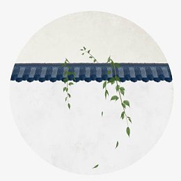 水墨屋檐绿意盎然素材图片