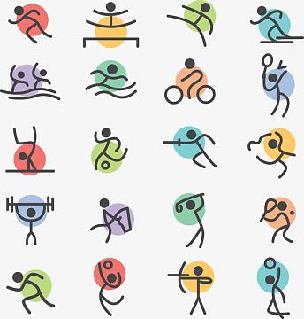 奥运运动小人png学校运动会会徽免抠图png体育运动标枪项目图标设计